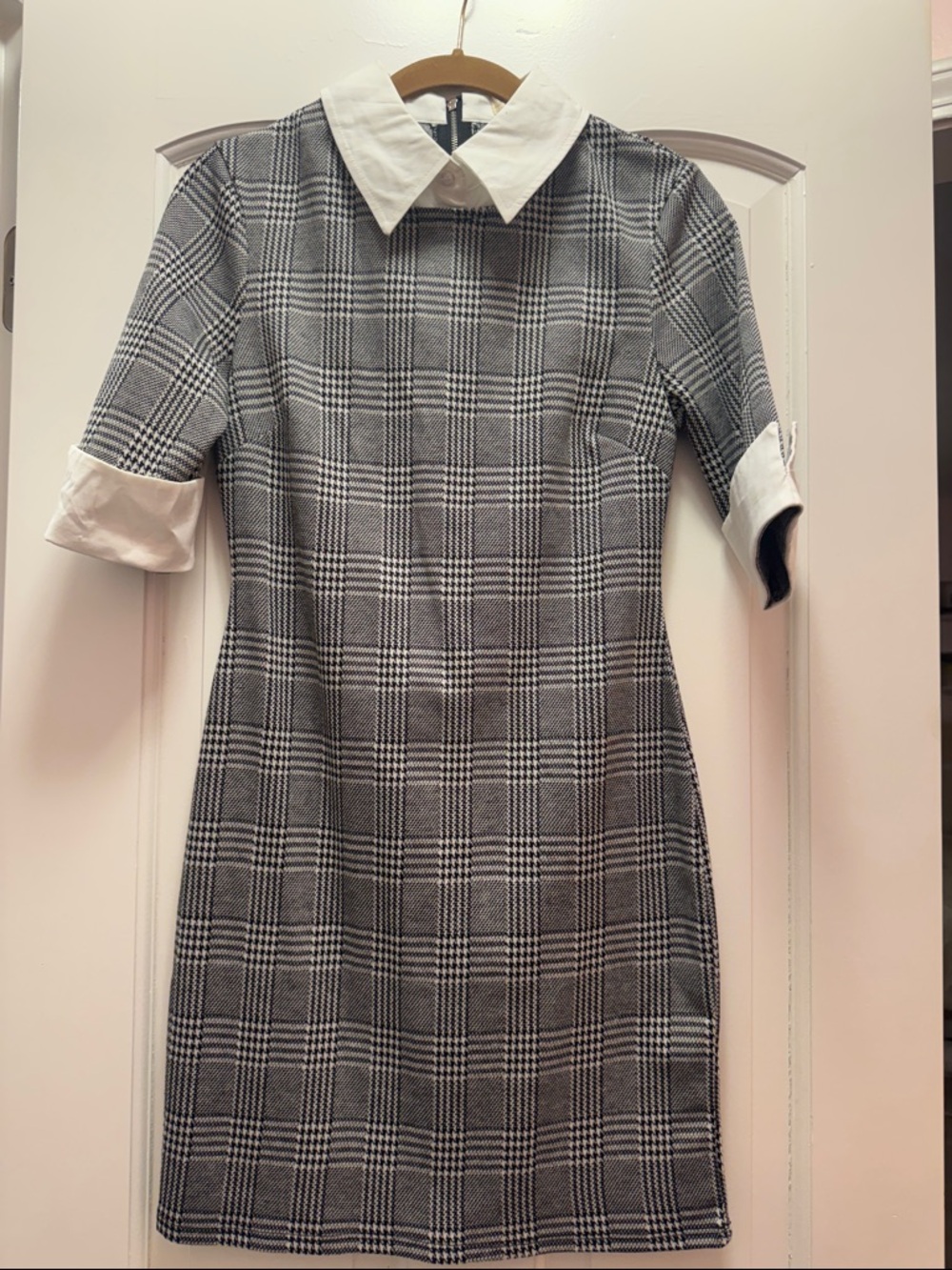 NEED GONE -Kingston Black & White Plaid Mini Dress with White Collar